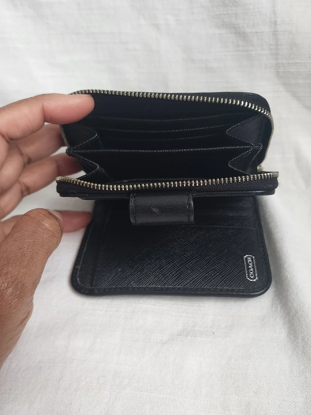 Coach Black/Charcoal Signature Zip Wallet
